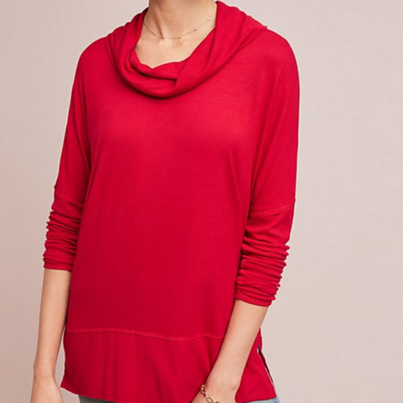 ANTHROPOLOGIE Samara Red Cowl Neck Tunic. NWT - Picture 5 of 7
